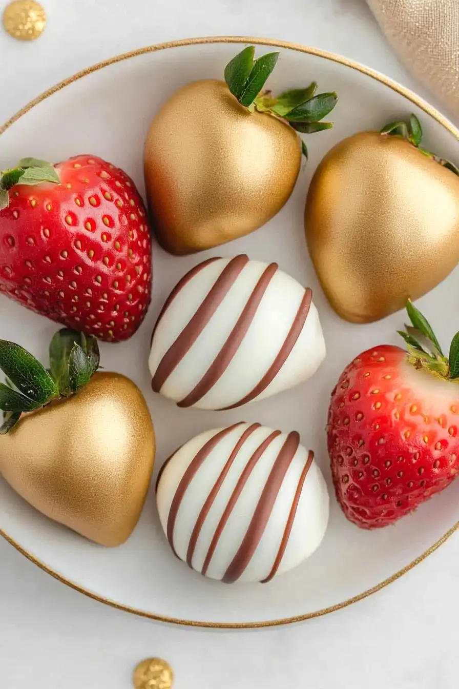 Festive Gold Chocolate Covered Strawberries