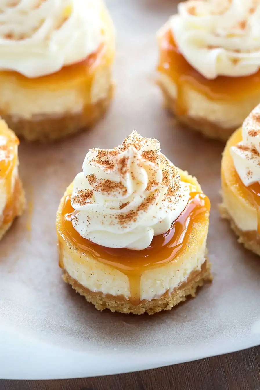 Easy Mini Cheesecakes with Caramel Sauce