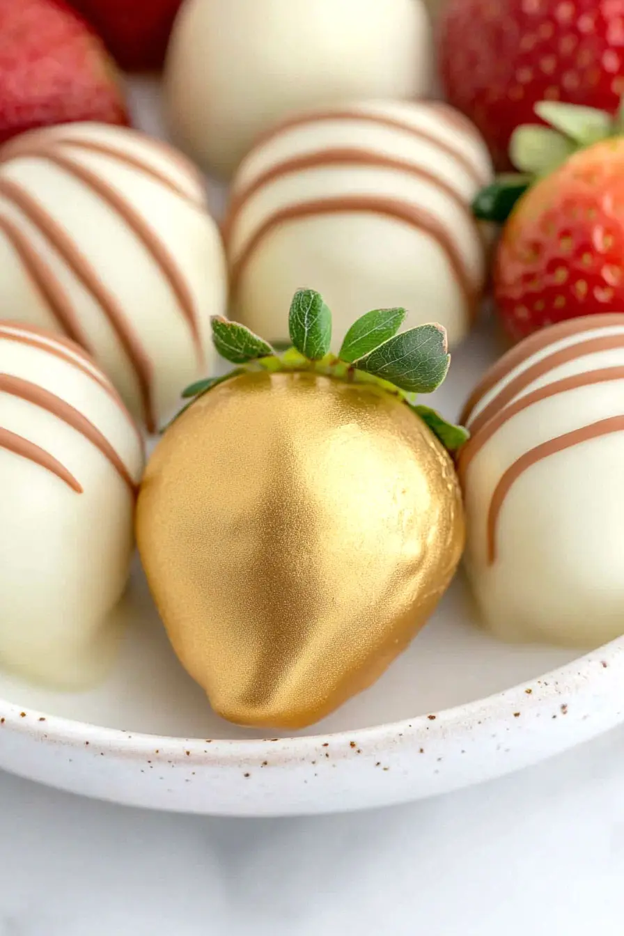 Festive Gold Chocolate Covered Strawberries