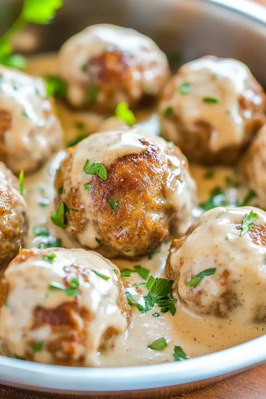 Best Turkey Meatballs in Cream Sauce