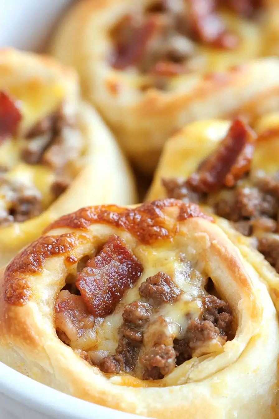 Easy Bacon Cheeseburger Pizza Pinwheels