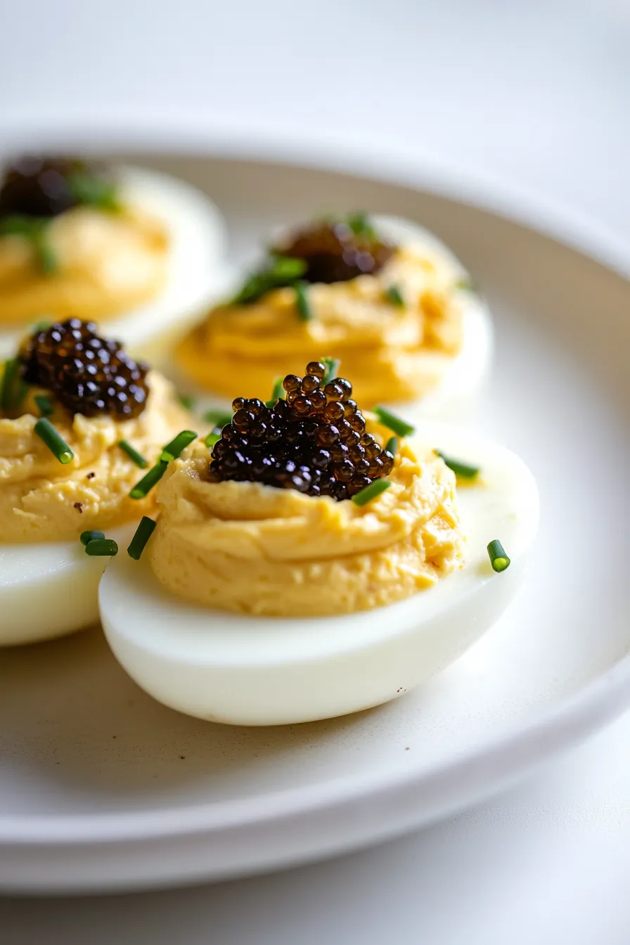 Savory Deviled Quail Eggs with Caviar