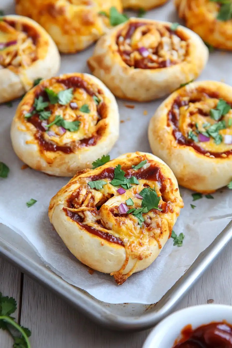 Quick BBQ Chicken Pizza Pinwheels