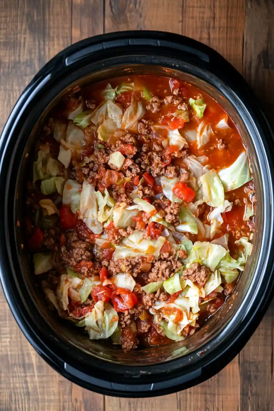 Hearty Slow Cooker Unstuffed Cabbage Roll Soup