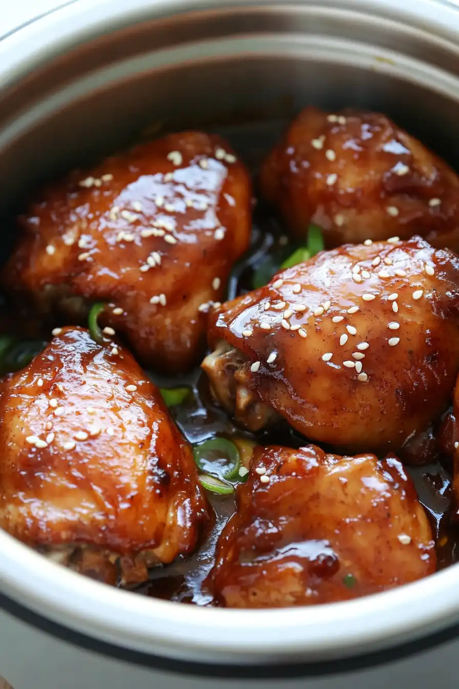 Healthy Slow Cooker Honey Garlic Chicken Thighs