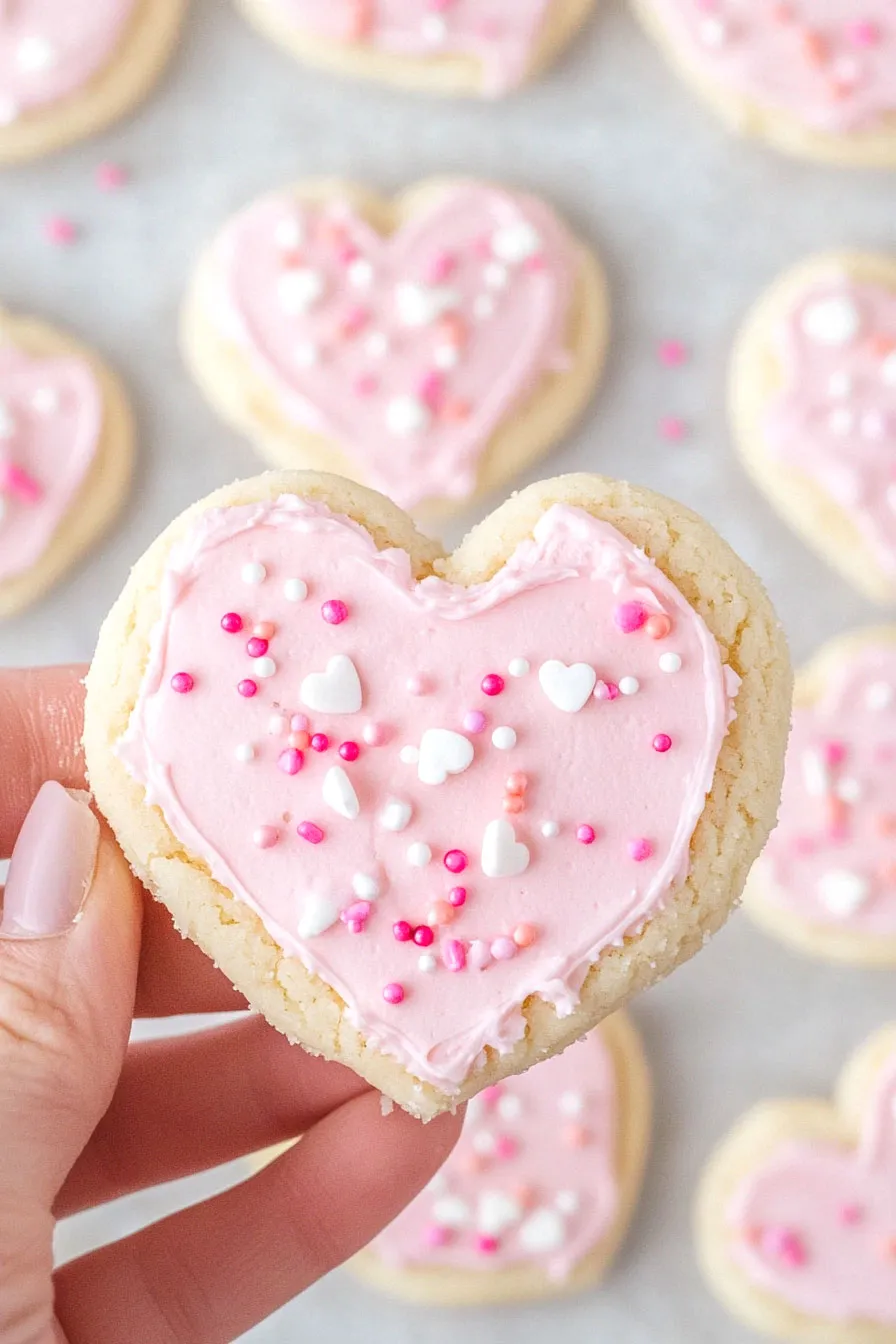 Quick Heart Shaped Frosted Sugar Cookies