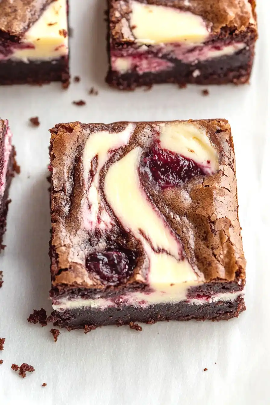 Moist Raspberry Cheesecake Swirl Brownies