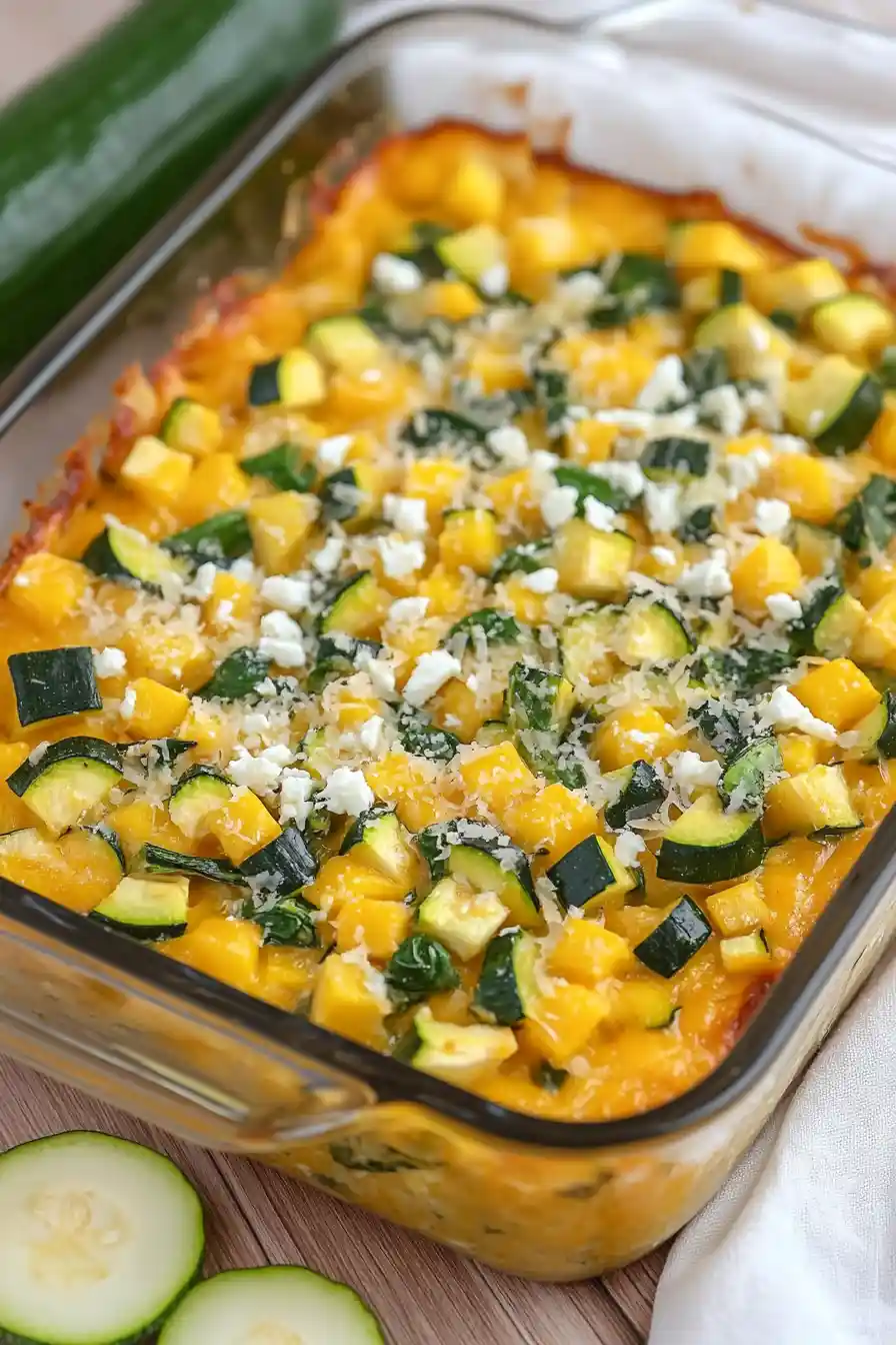 Healthy Zucchini Spinach Feta Casserole