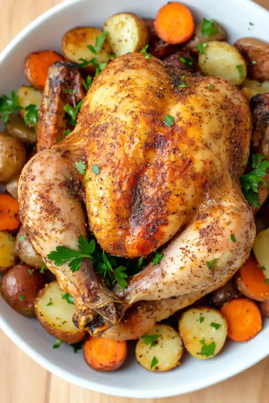 Mouthwatering Roasted Chicken with Potatoes and Carrots