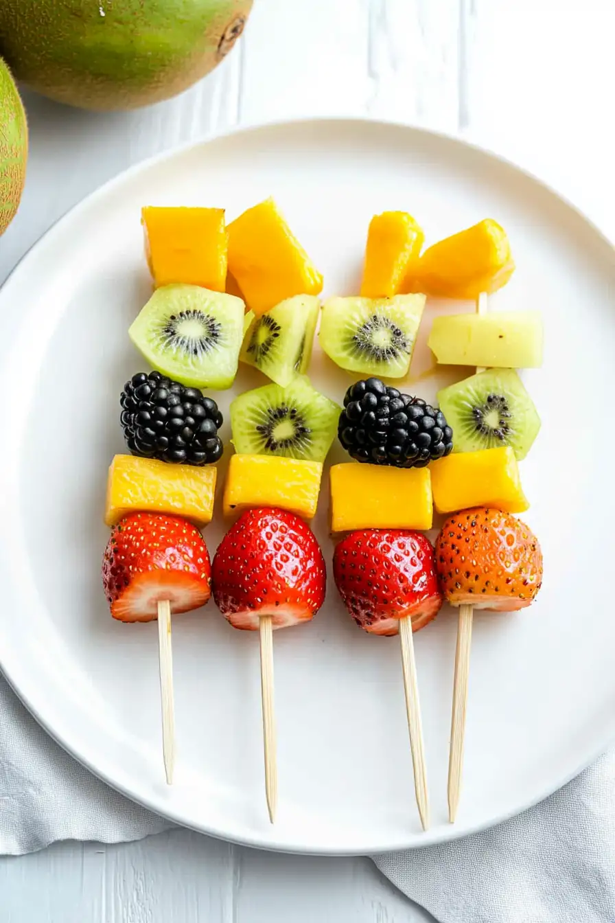 Colorful Rainbow Fruit Kabobs