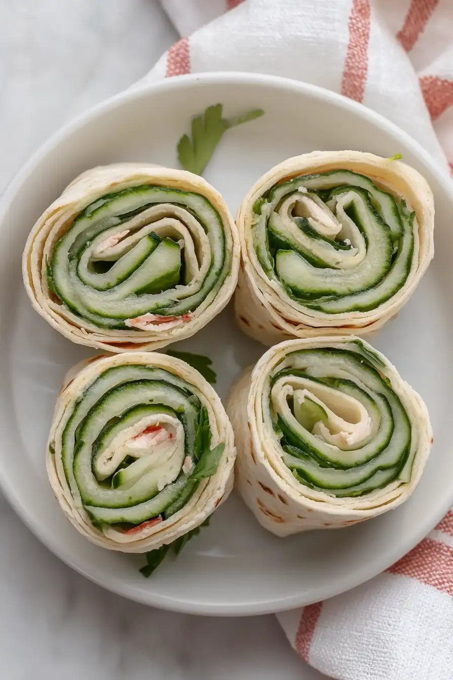 Flavored Cucumber Cream Cheese Tortilla Roll Ups