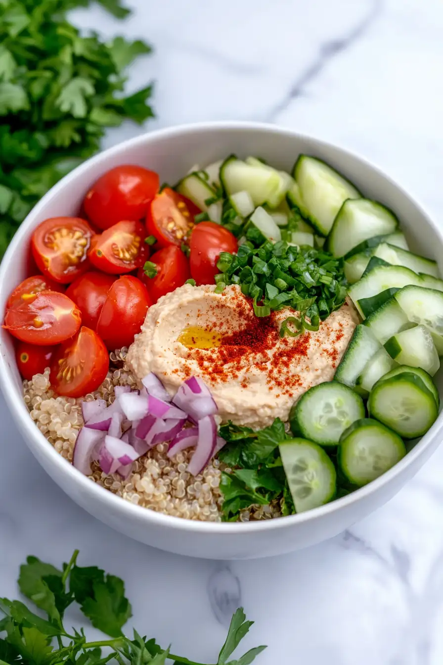 Protein-Packed Hummus Quinoa Bowl