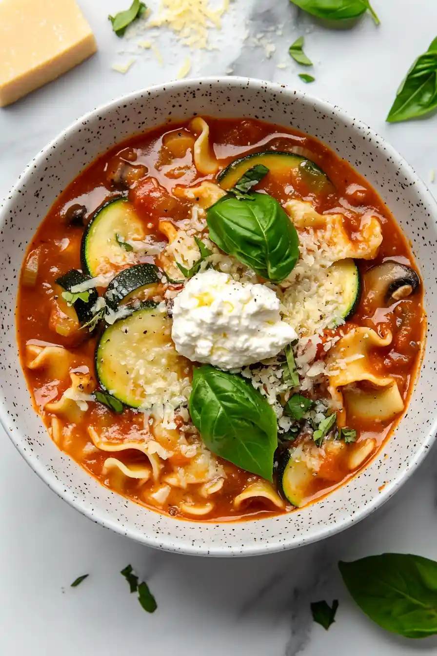 Hearty Crockpot Vegetable Lasagna Soup