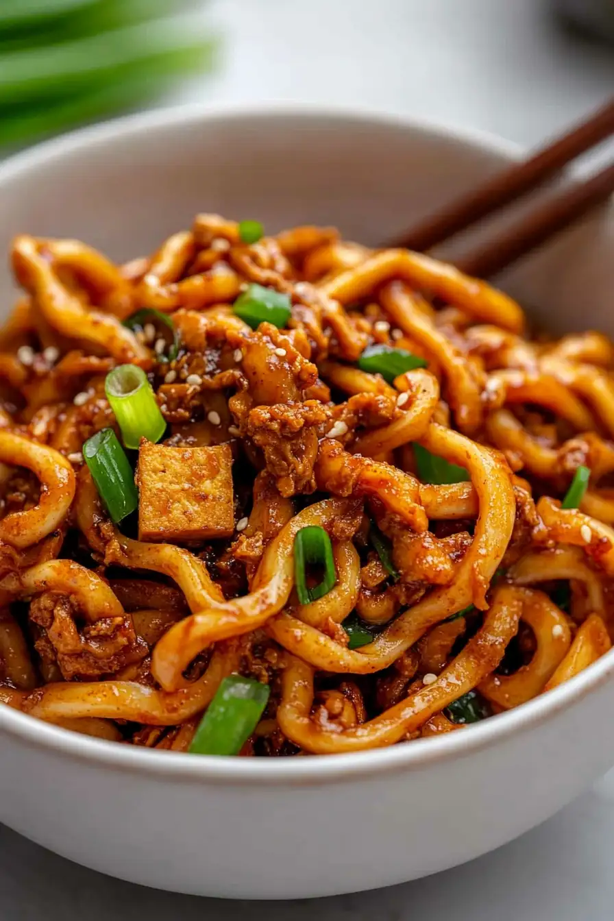 Flavorful Spicy Udon Noodles Stir Fry with Vegetables