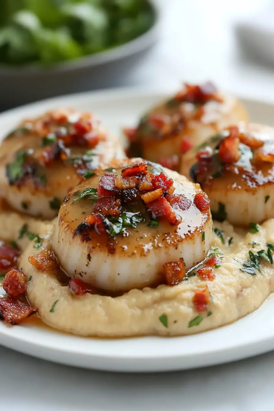 Delectable Seared Scallops with Cauliflower Puree