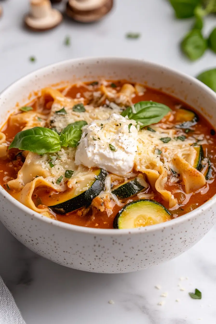 Hearty Crockpot Vegetable Lasagna Soup