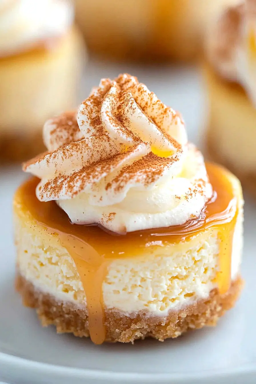 Easy Mini Cheesecakes with Caramel Sauce