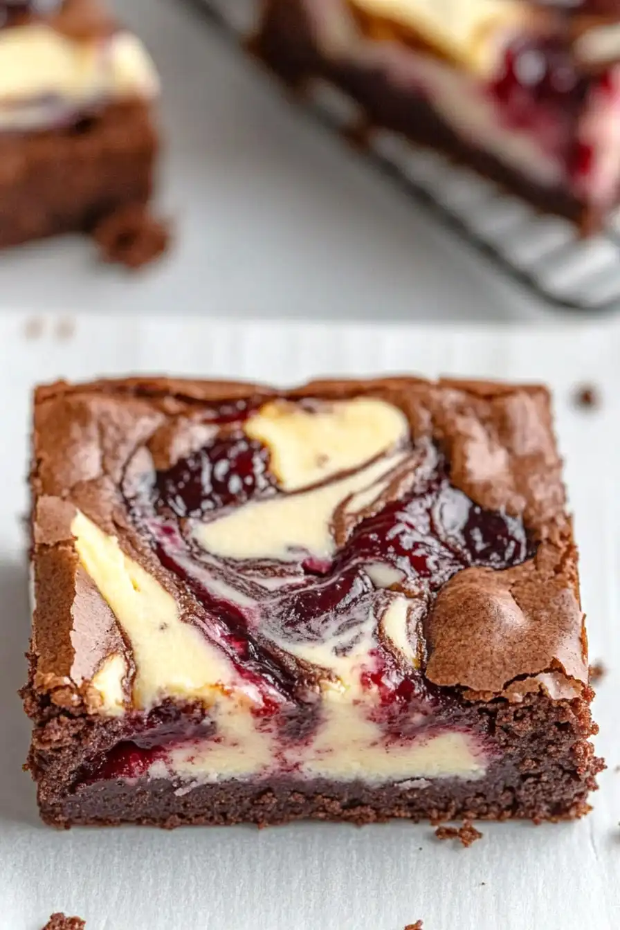 Moist Raspberry Cheesecake Swirl Brownies