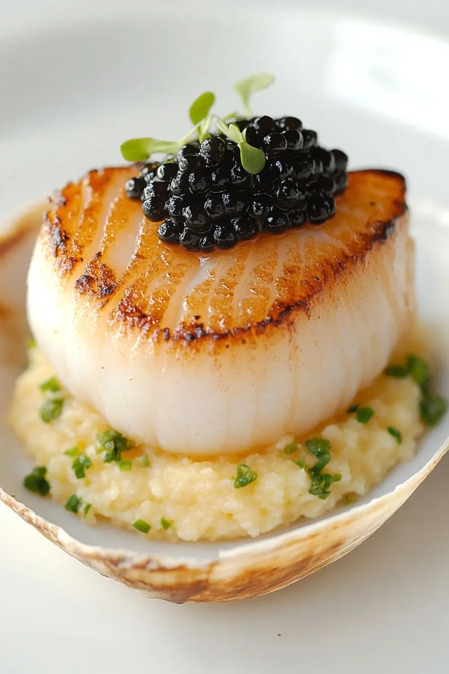Best Seared Scallops with Caviar