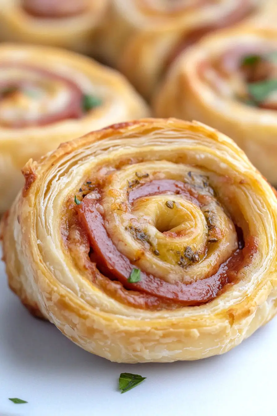 Savory Puff Pastry Pizza Pinwheels
