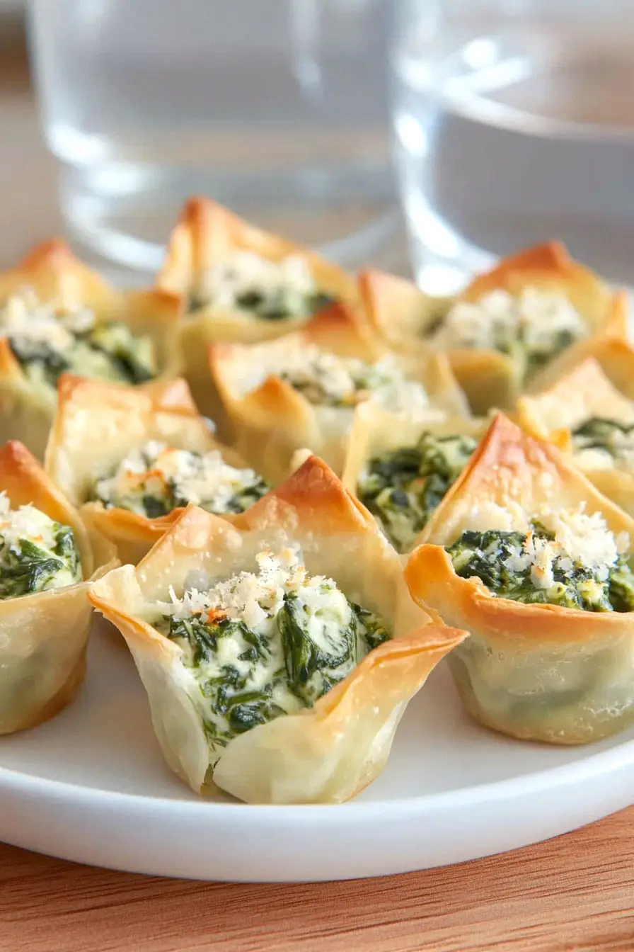 Quick Spinach Wonton Cups