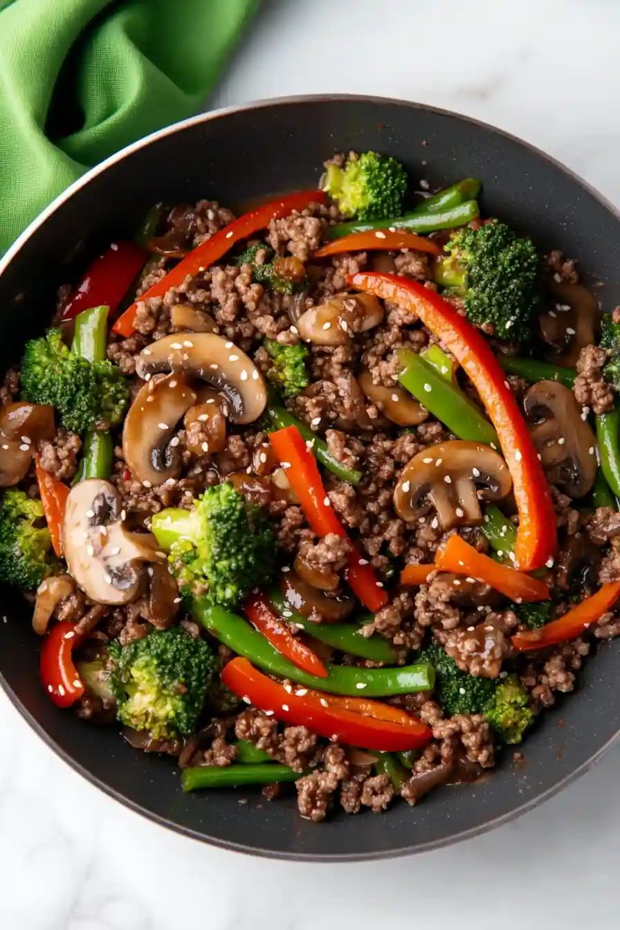 Fast Ground Beef Stir Fry with Vegetables