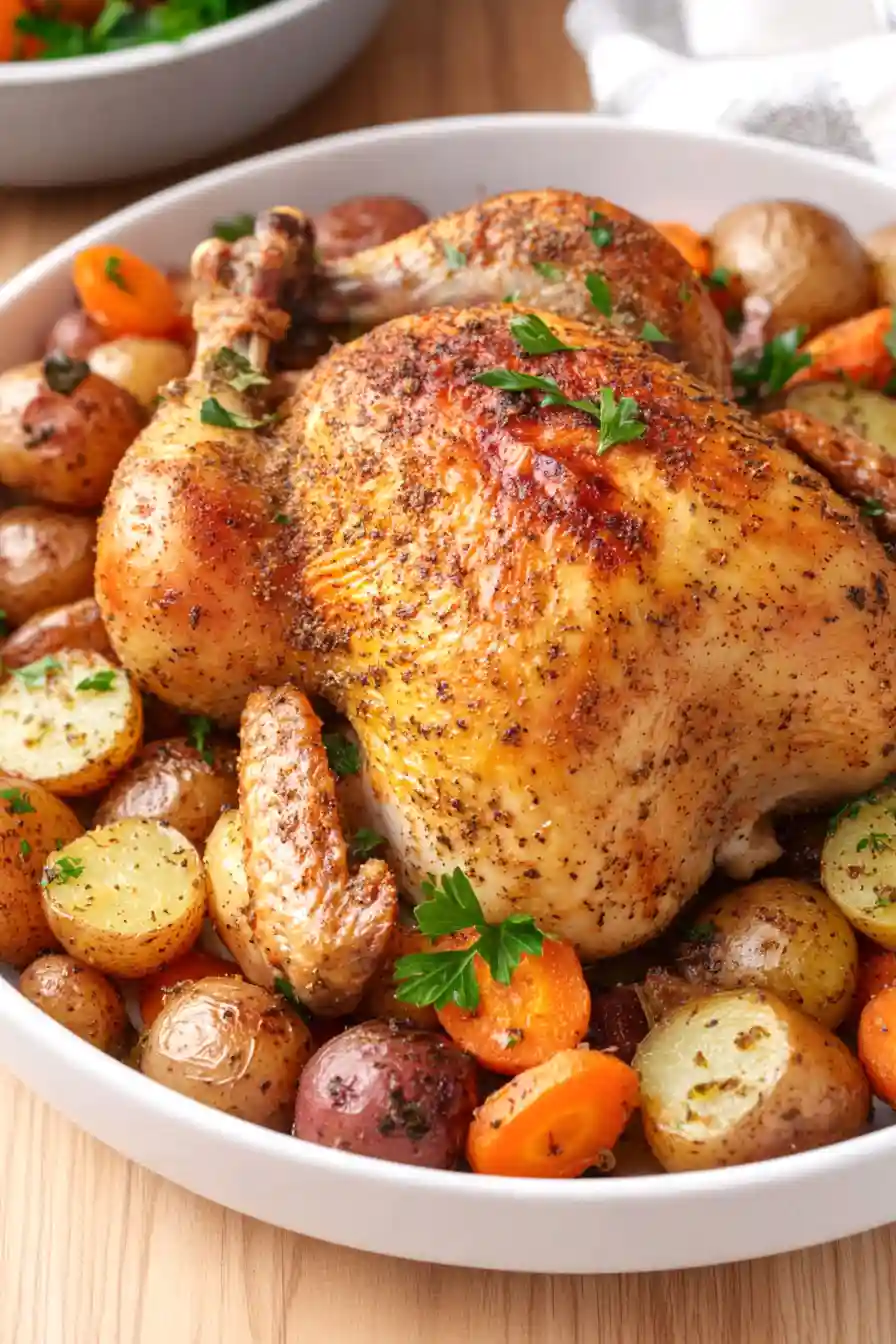 Mouthwatering Roasted Chicken with Potatoes and Carrots