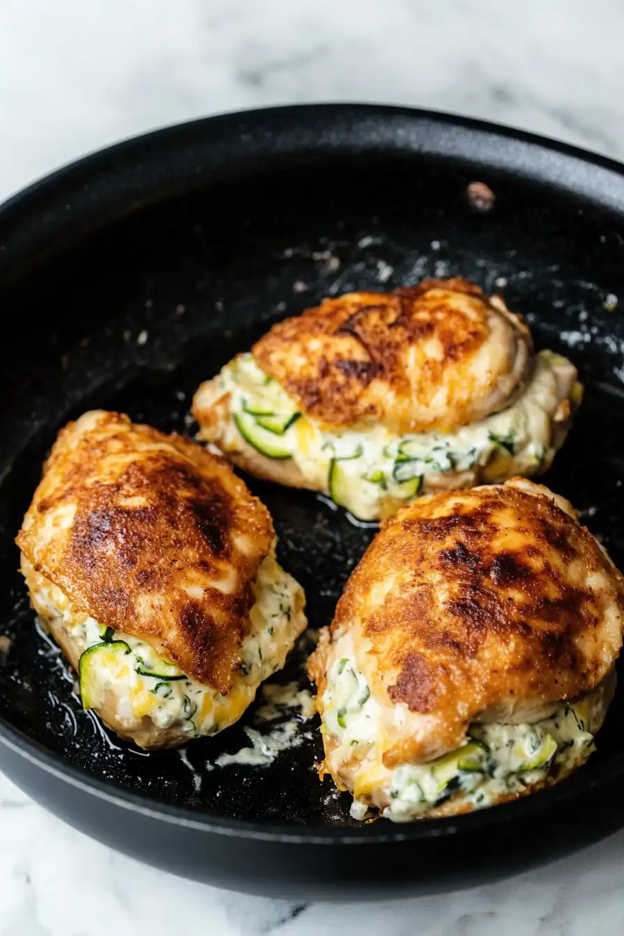 Juicy Cheesy Stuffed Chicken Breast with Zucchini