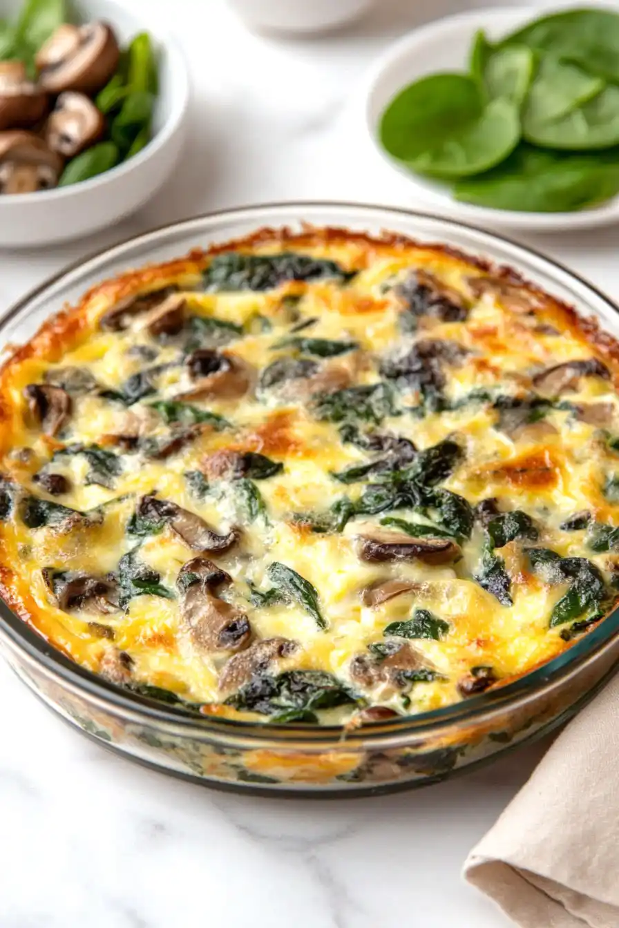 Fluffy Spinach Mushroom Quiche