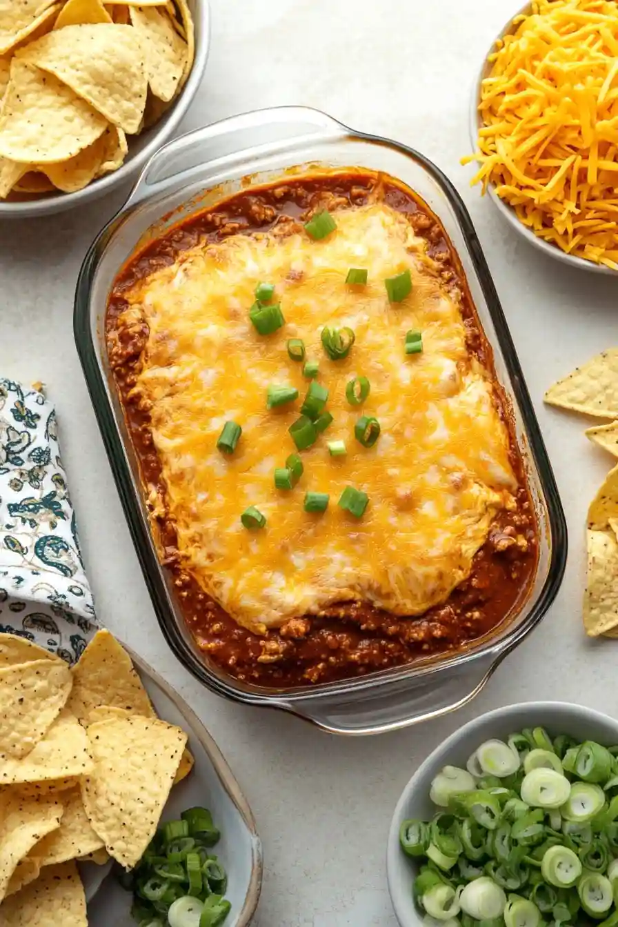 Healthy 5 Layer Cream Cheese Chili Dip