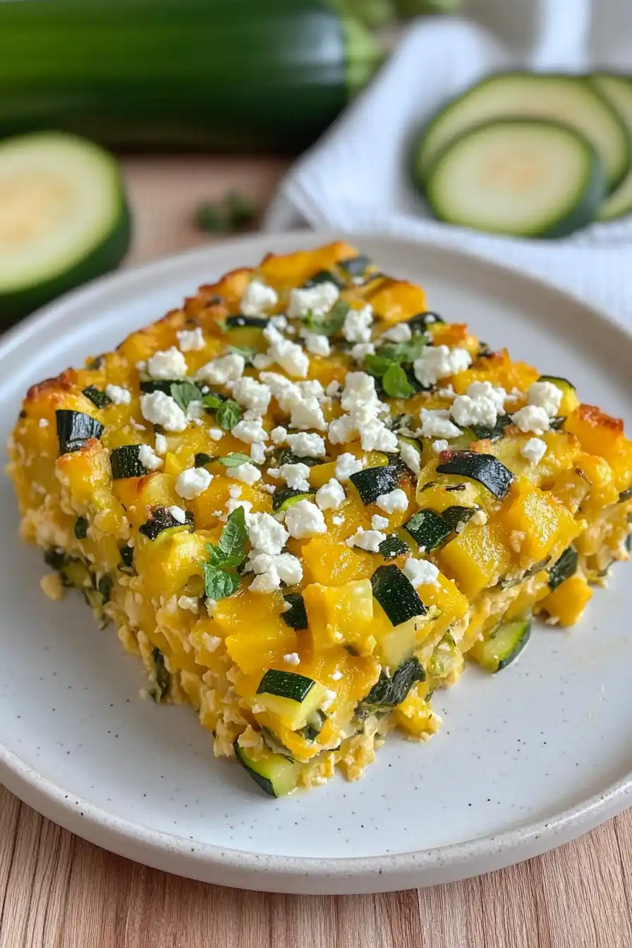 Healthy Zucchini Spinach Feta Casserole