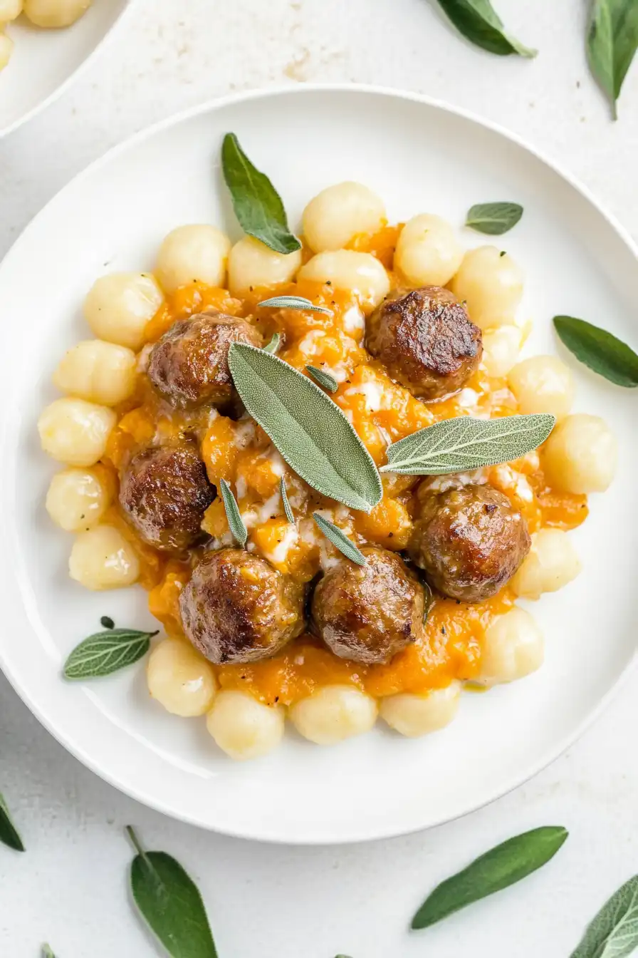 Savory Turkey Meatballs in Pumpkin Sage Sauce