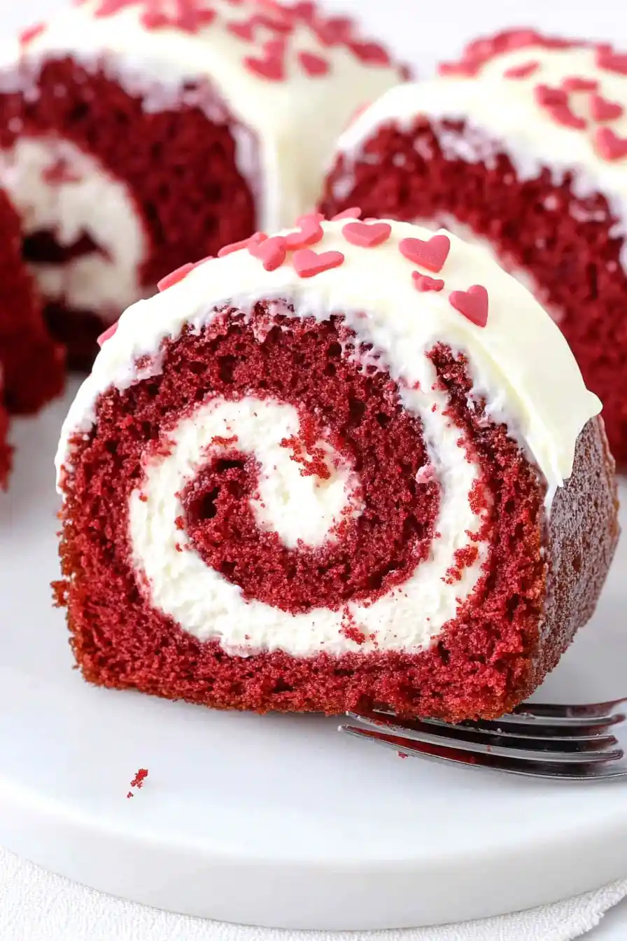 Moist Red Velvet Cake Roll with Cake Mix