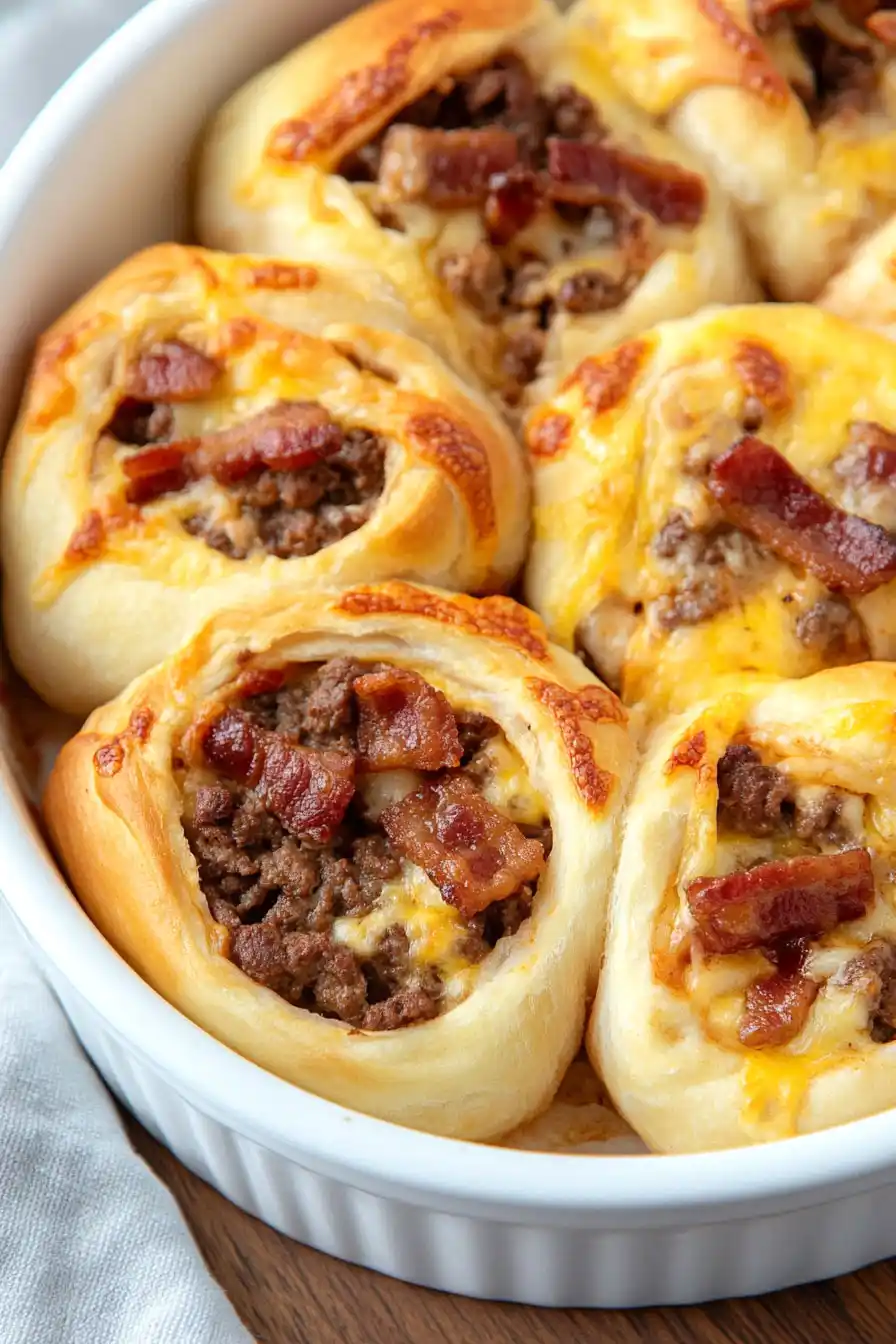 Easy Bacon Cheeseburger Pizza Pinwheels