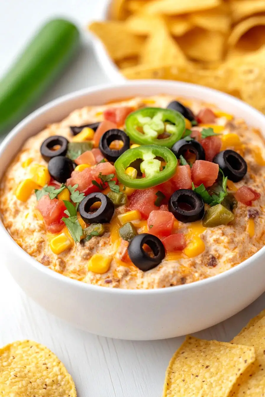 Creamy 7 Layer Chili Cheese Dip
