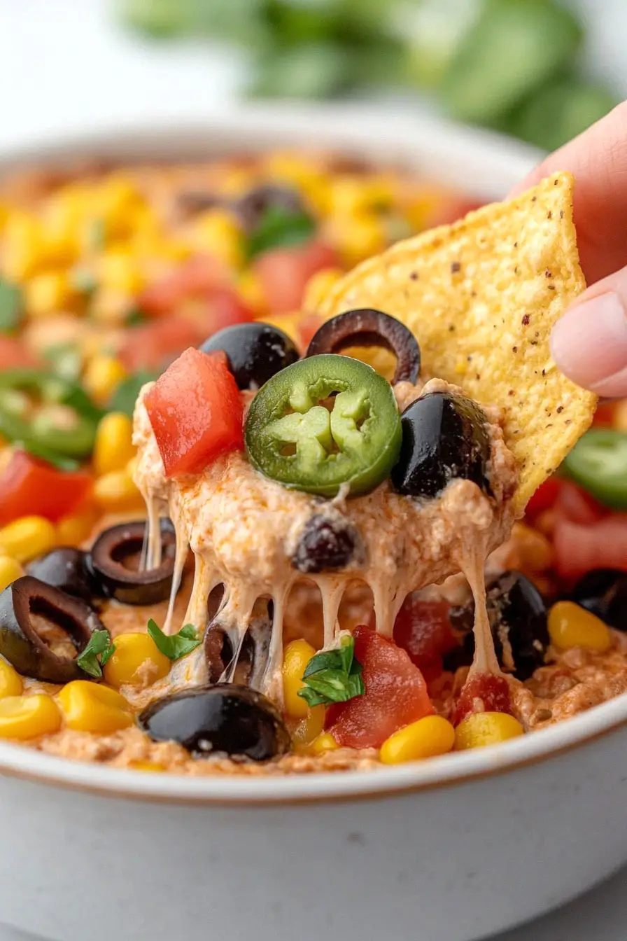 Creamy 7 Layer Chili Cheese Dip