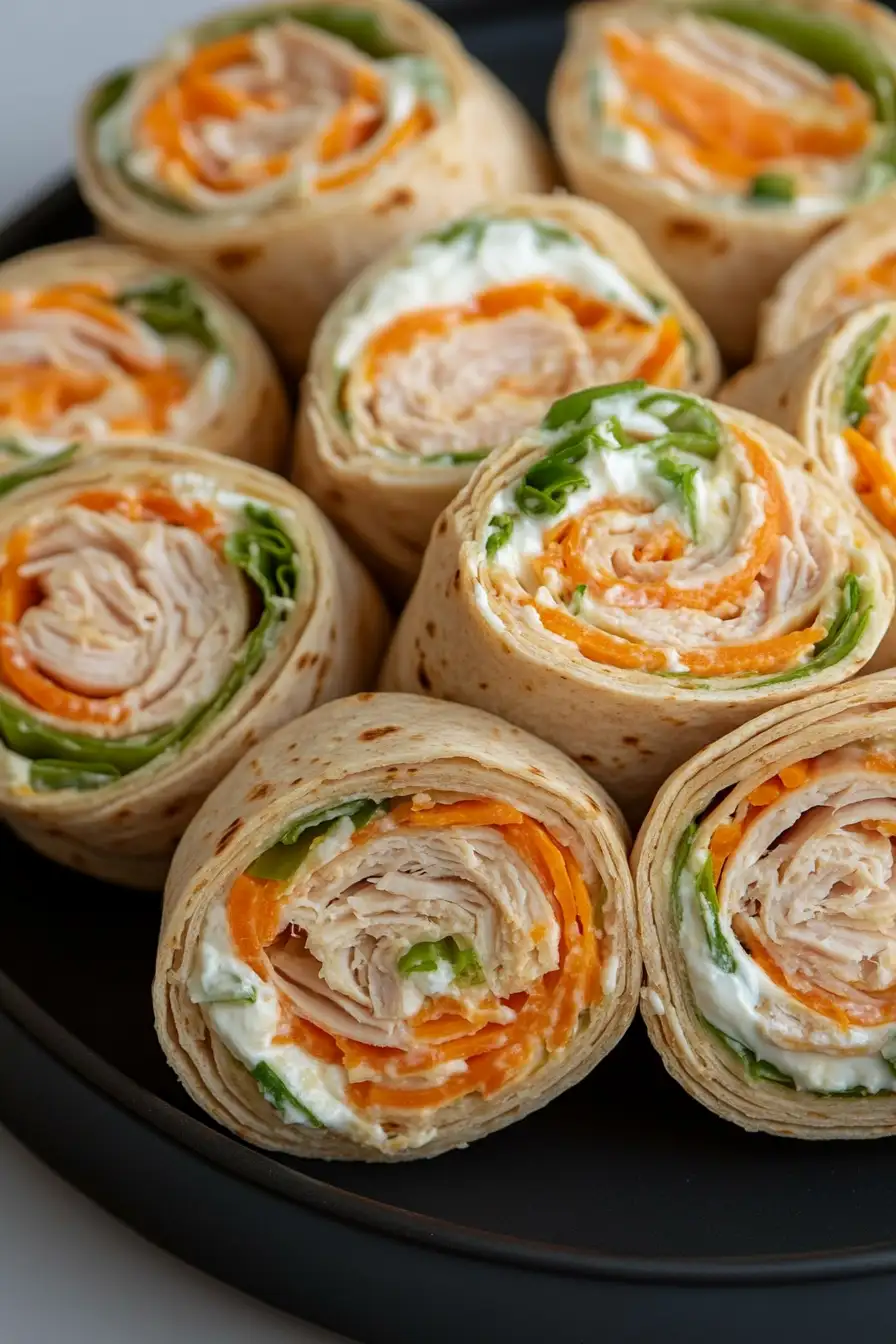 Juicy Turkey Cream Cheese Tortilla Roll Ups