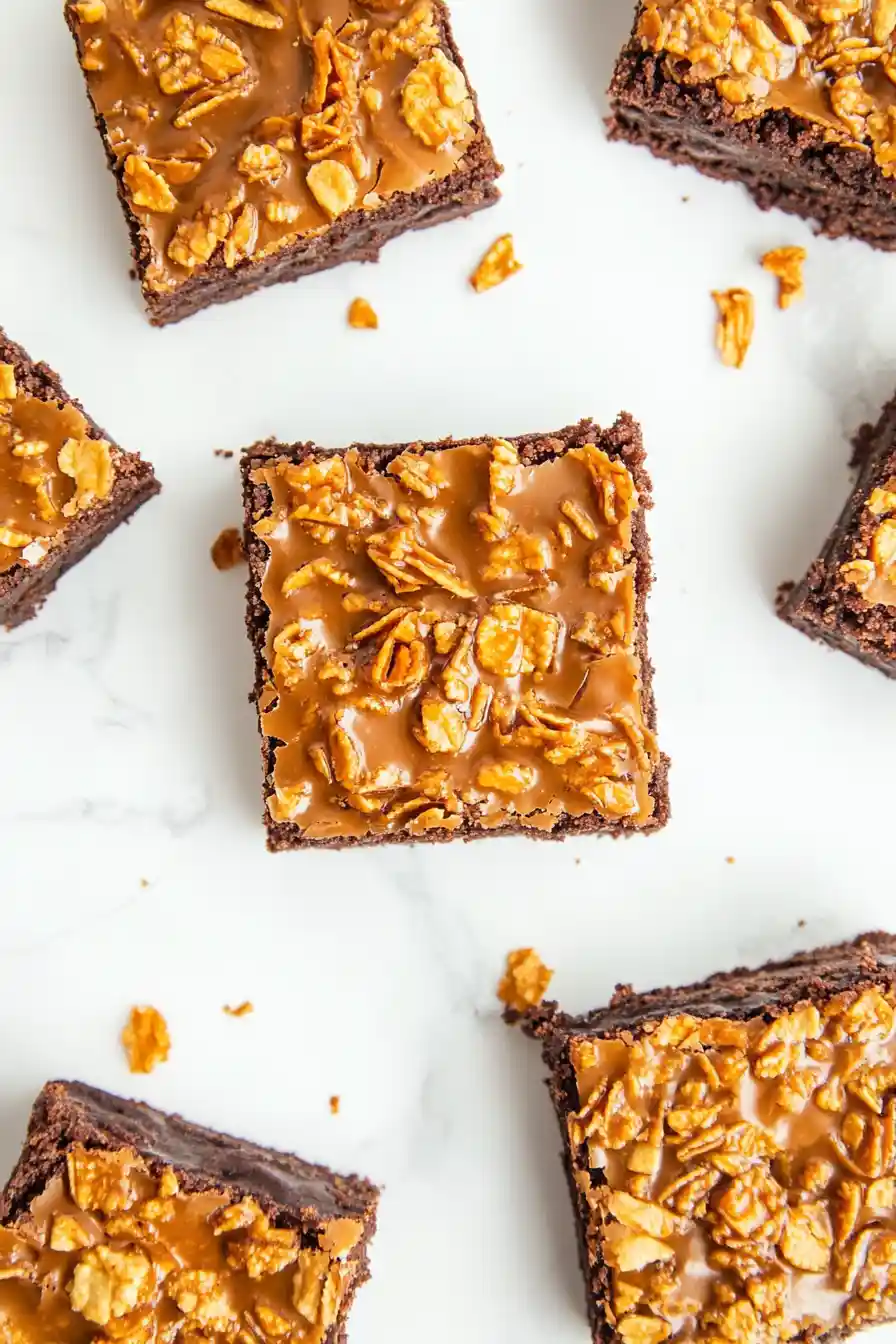 Quick Caramel Cornflake Brownies