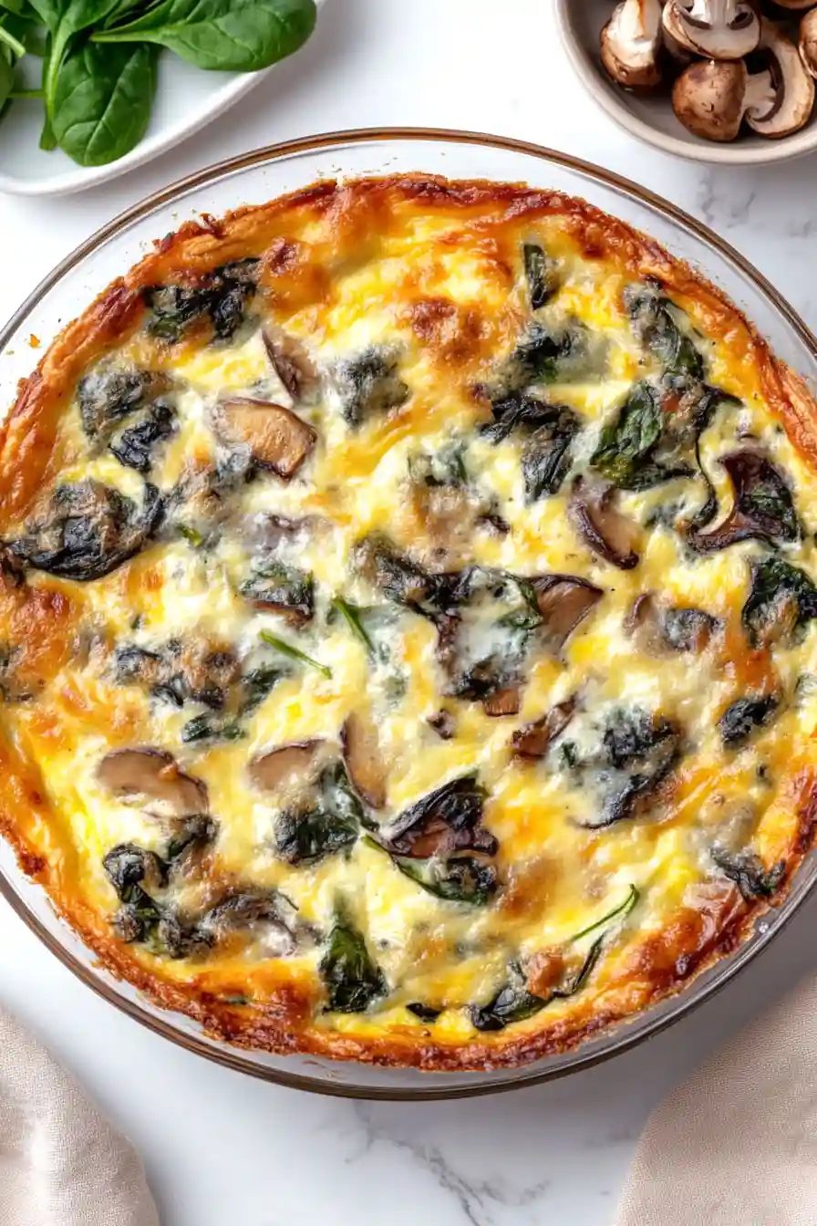 Fluffy Spinach Mushroom Quiche