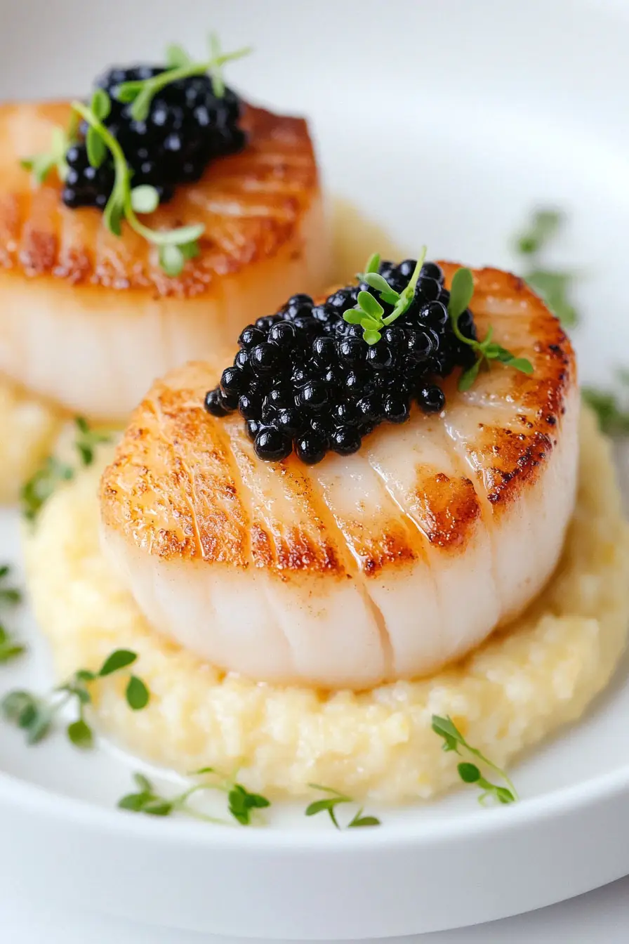 Best Seared Scallops with Caviar