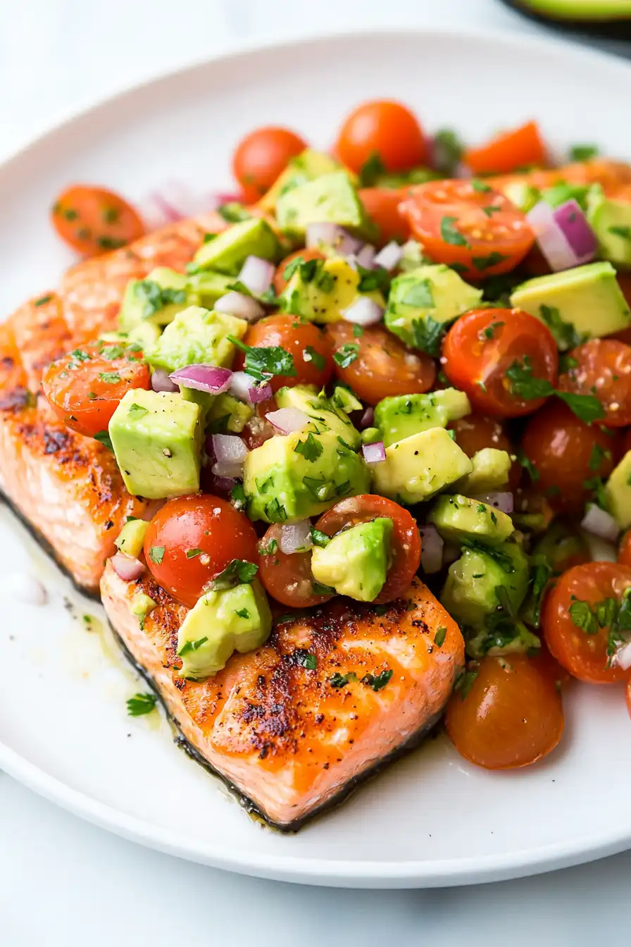 Succulent Grilled Salmon with Avocado Salsa