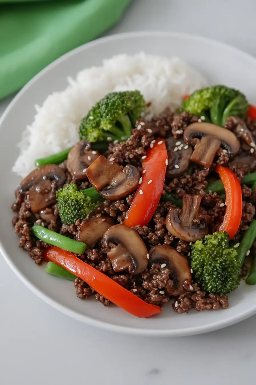 Fast Ground Beef Stir Fry with Vegetables