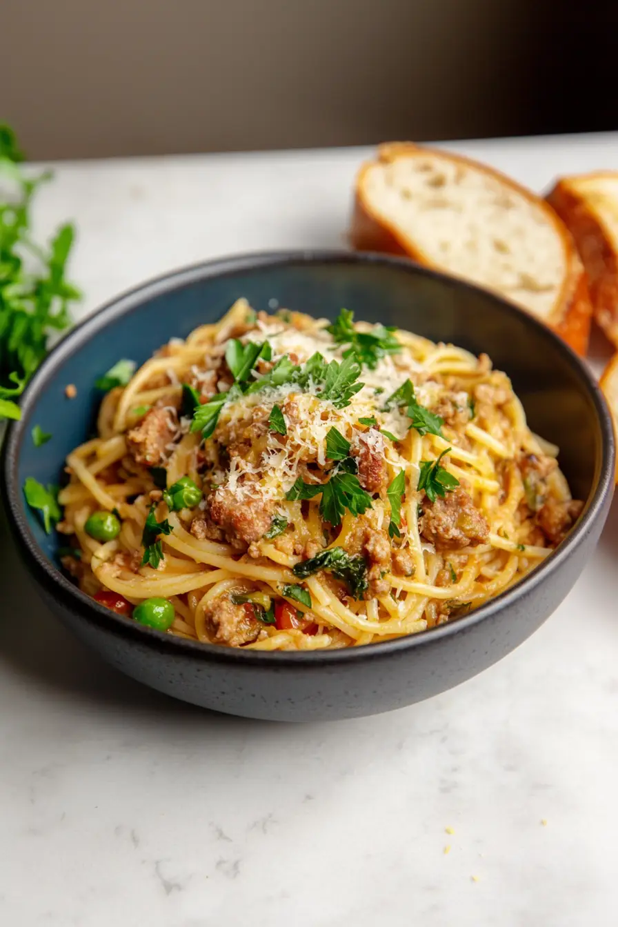 One-Pot Pork Sausage Spaghetti