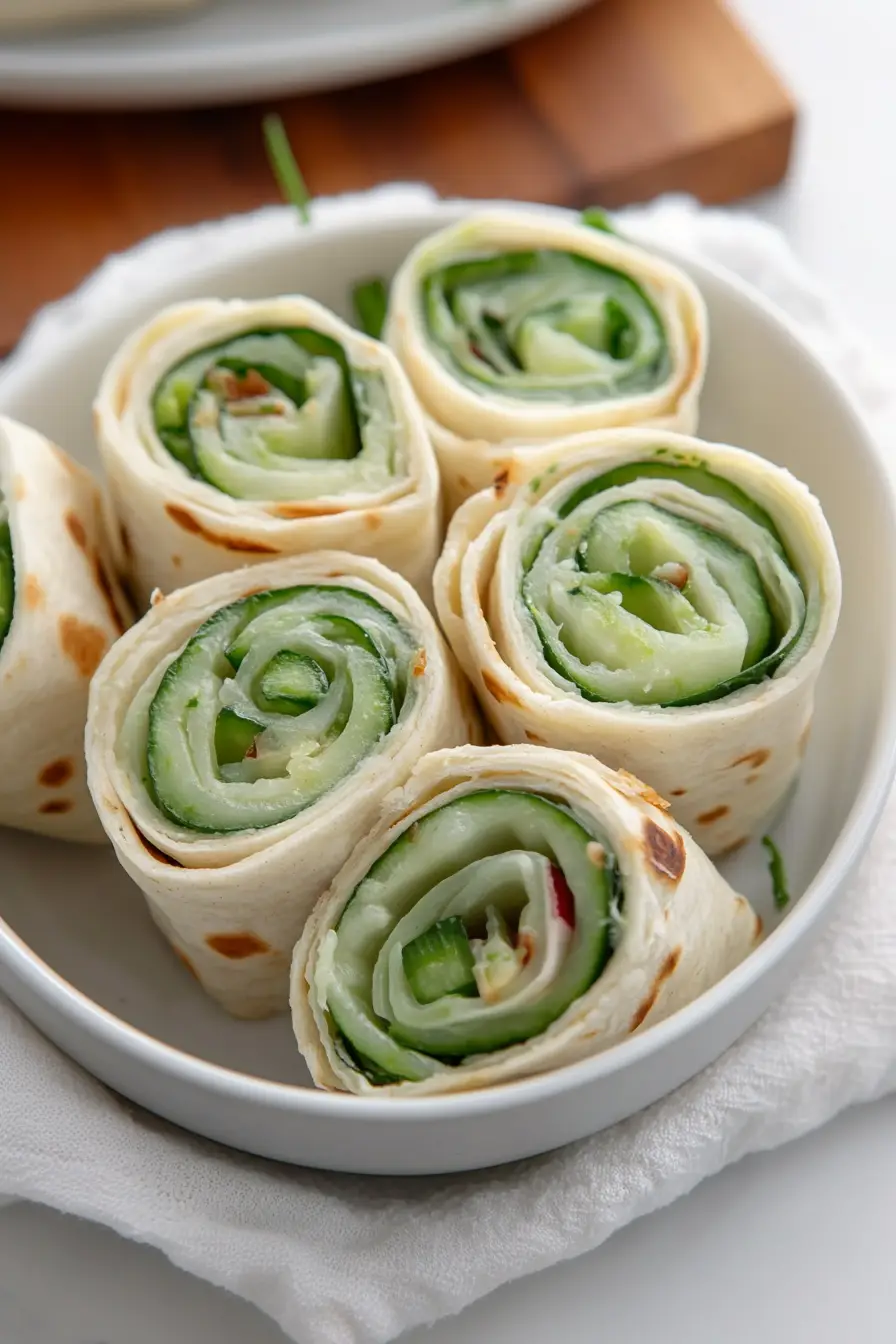 Flavored Cucumber Cream Cheese Tortilla Roll Ups