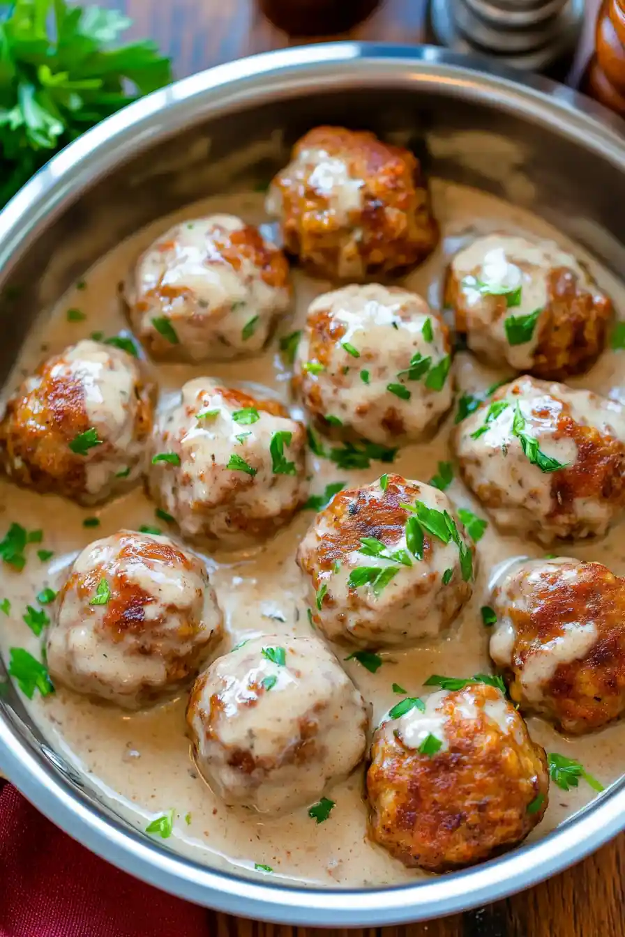 Best Turkey Meatballs in Cream Sauce