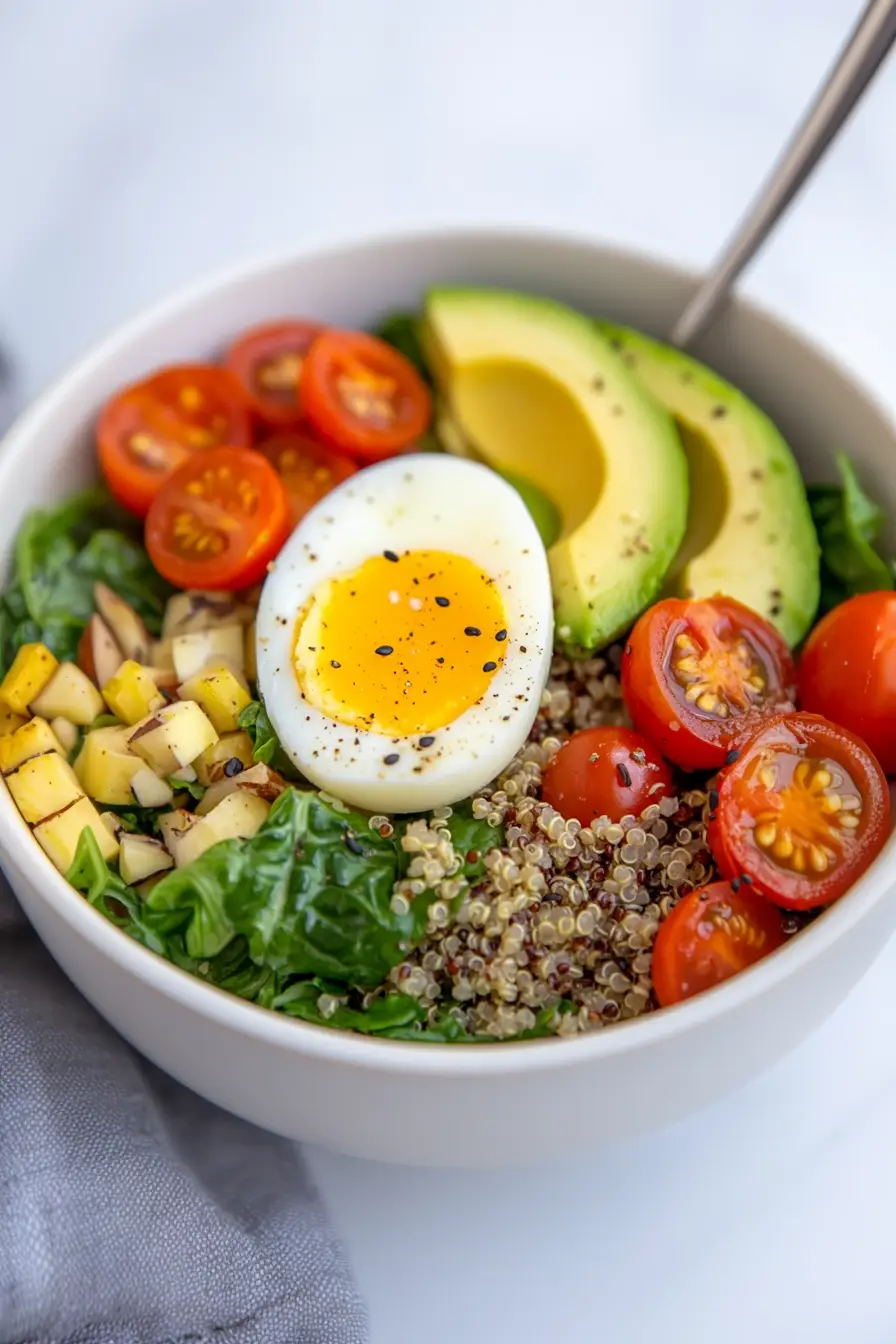 Delicious Eggs and Quinoa Breakfast Bowl