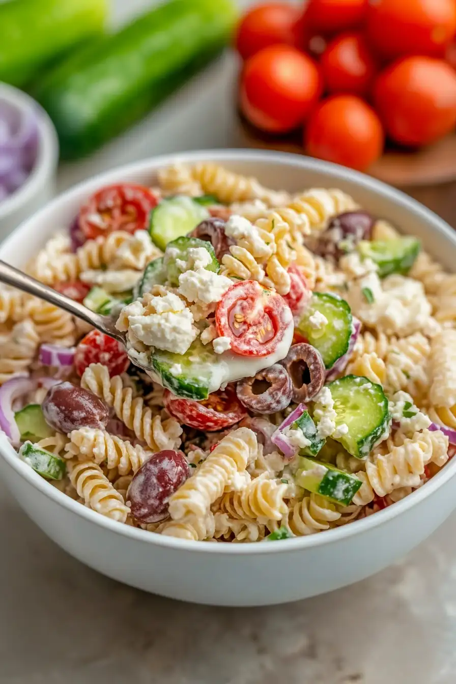 Quick Healthy Pasta Salad with Greek Yogurt