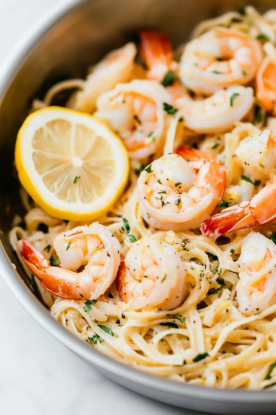Healthy Shrimp Scampi Linguine