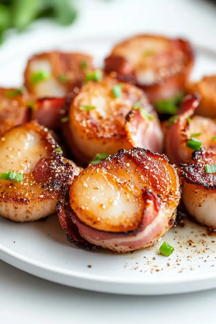 Healthy Maple Bacon Wrapped Scallops in the Air Fryer