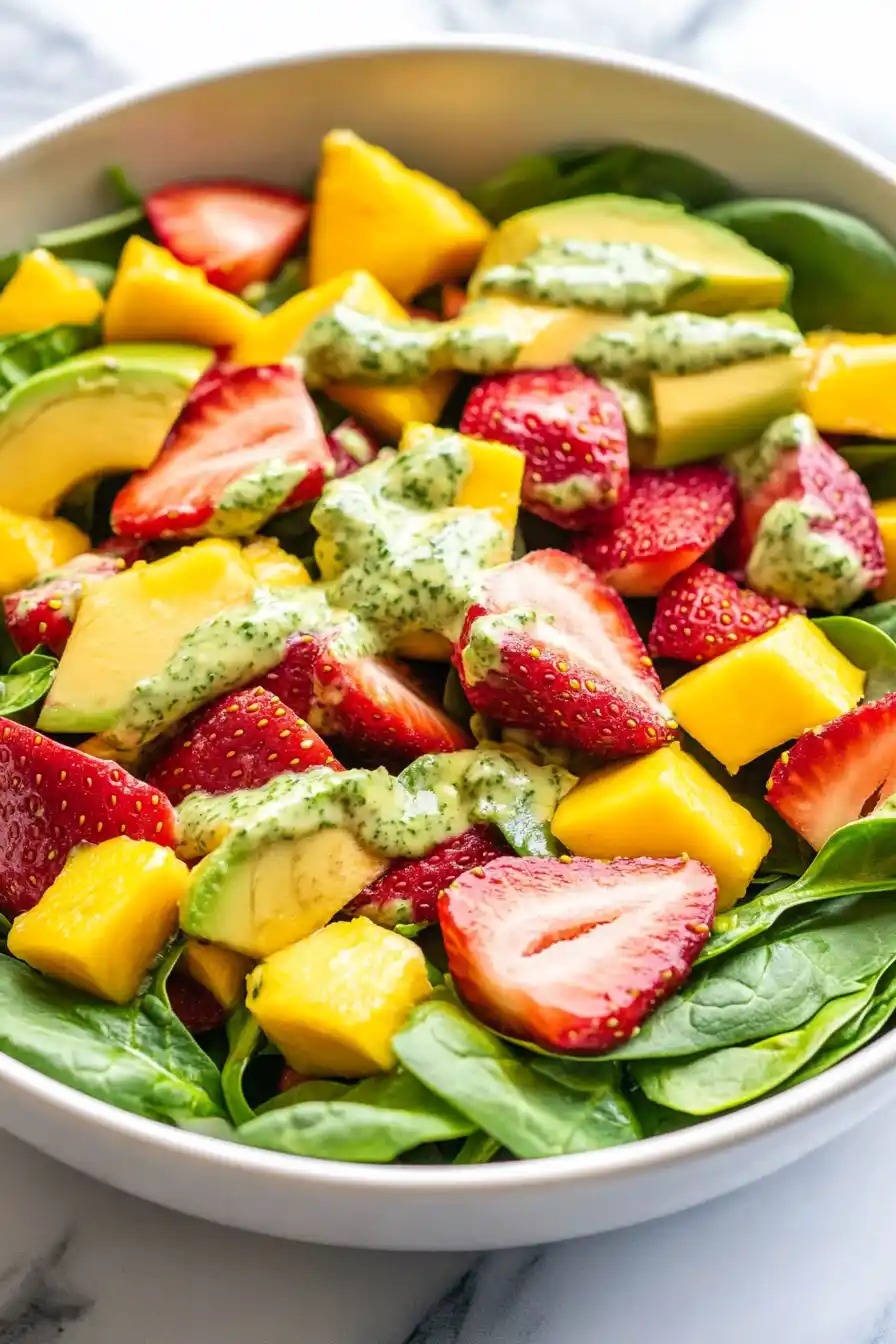 Quick Strawberry Mango Spinach Salad